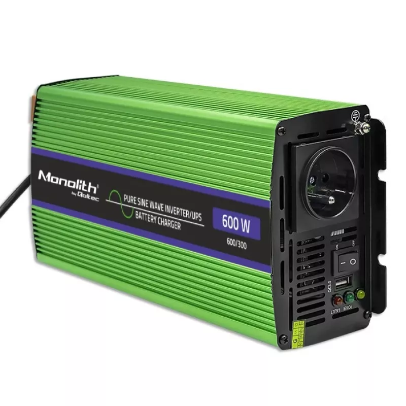Auto invertors Qoltec Monolith 600 W zaļš 12 V