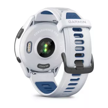 GARMIN Forerunner 265 viedpulkstenis — 46 mm GFRP korpuss, AMOLED 1,3 collas, GPS/GLONASS/Galileo, 15 dienu akumulators, 5 ATM, silikona siksniņa