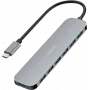 LogiLink USB-C centrmezgls, 7 porti, USB 3.2 Gen 1, 7x USB-A Alu. (UA0457)