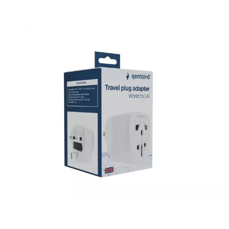 Strāvas adapteris GEMBIRD A-AC-UKMINTF — UK Type G spraudnis uz IEC C13 ieeju, 15A