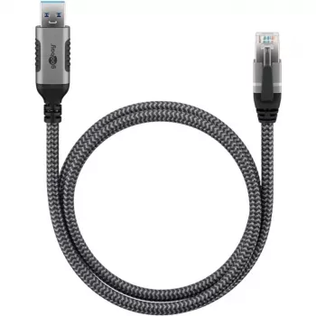 Goobay 70693 USB-a uz RJ45 Ethernet CAT 6 kabelis stabilam vadu interneta savienojumam ar maršrutētāju/modemu/tīkla slēdzi/nomaina USB uz RJ45 adapteri / 1