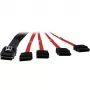 Inter-Tech - SATA/SAS kabelis - Serial ATA 150/300/600 - 4 joslu - 36 PIN 4iMini MultiLane uz SATA - 1,0m - sarkans (88885301)