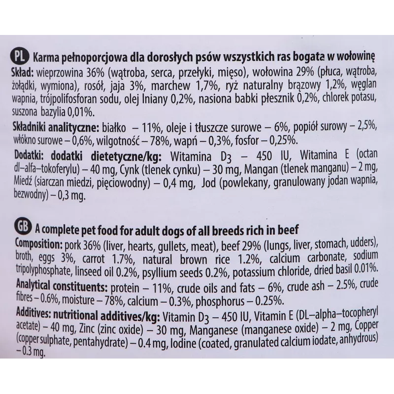 Dolina Noteci Premium mitrā suņu barība ar liellopa gaļu, 400 g