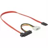 Delock - SATA/SAS kabelis - SAS 12Gbit/s - iekšējā barošana, 4-pin, iekšējais SAS, 29-pin (SFF-8482) uz SATA (W) - 50 cm