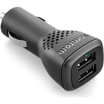 TomTom ātrās uzlādes dubultlādētājs - automašīnas barošanas avots - 2,4 A - 2 izejas porti (USB) - GO 5200, 620, 6200, GO Professional 520, 620, 62XX, RIDER 410, 42, 450, 500, 550, VIA 53