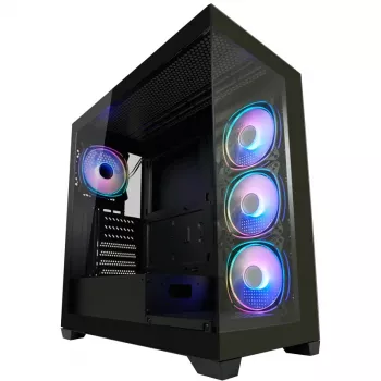 LC-Power korpuss MidiTower 715B melns USB3.2/Audio bez barošanas bloka SEAMLESS_X (LC-715B-ON)