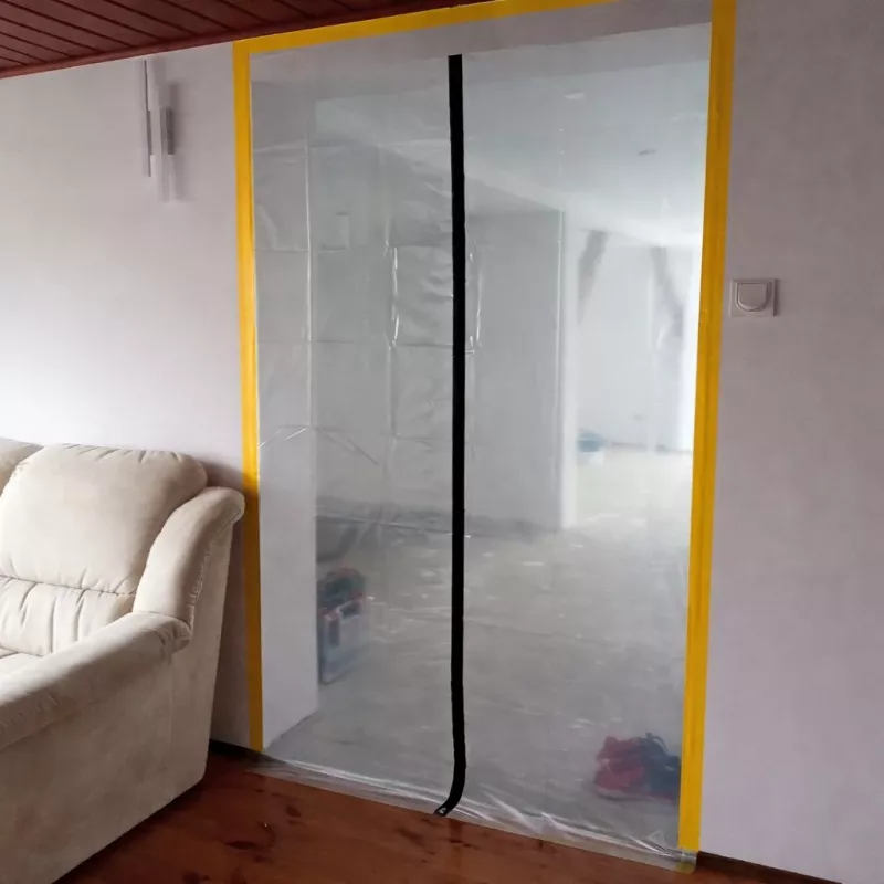 putekļu aizsargdurvis renovācijai Xxl, putekļu aizkars 230X135 taisns