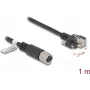 DeLOCK M12 kabelis, X-kodēts, 8 kontaktu ligzda – RJ45 spraudnis, Cat.6A, 1 m, melns