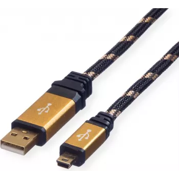 ROLINE GOLD USB 2.0 kabelis, A tipa - 5 kontaktu Mini, 0,8 m (11.02.8821)