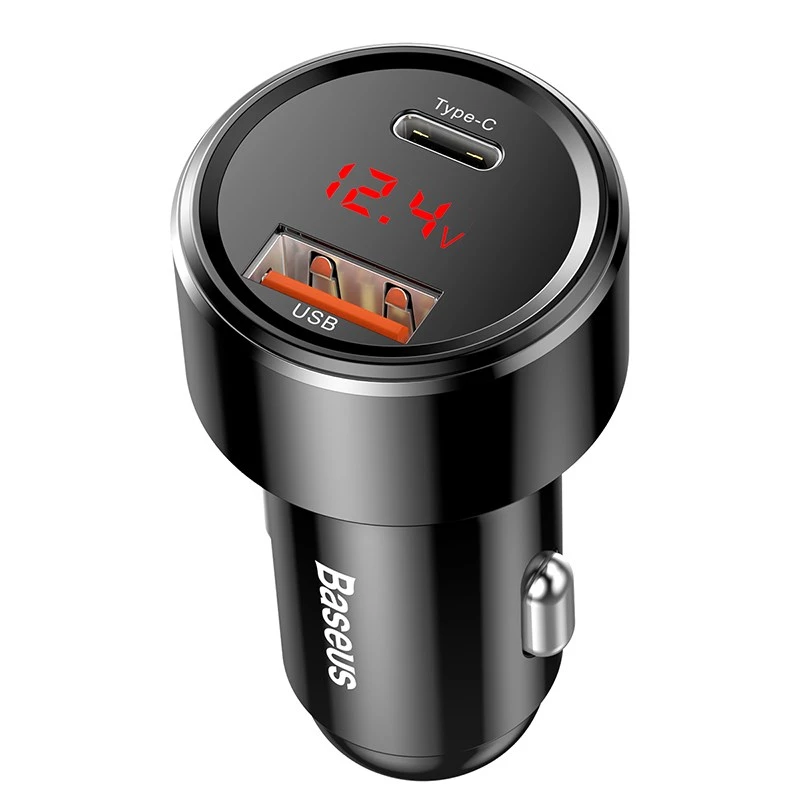 Automašīnas lādētājs Baseus CCMLC20C-01 universāls melns ātrā uzlāde 12-24V