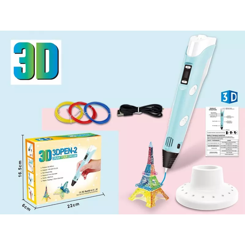 3D pildspalva, filamentu komplekts ar USB strāvas kabeli