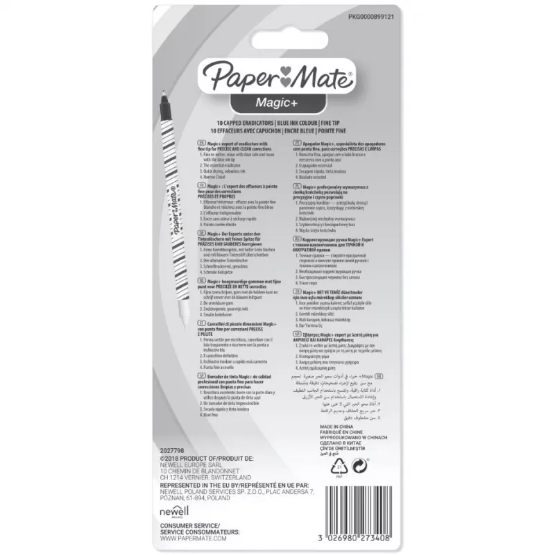 Pildspalva Papermate Magic+ Zili Balta 10 gab.