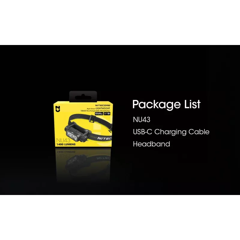 Galvas lukturis Nitecore NU43 1400 lūmenu kompakts viegls