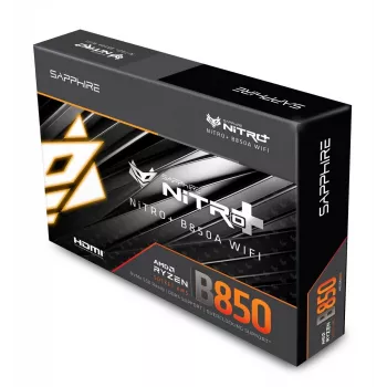 Mātesplate Sapphire NITRO+ B850A WIFI 7 AMD B850 Socket AM5 micro ATX, DDR5, 4 DIMM, 256GB, Wi‑Fi 7, 2.5GbE