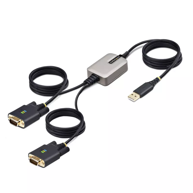 StarTech.com 13 pēdas (4 m) 2 portu USB–RS232 adaptera kabelis, maināmas DB9 skrūves/uzgriežņi, COM porta atkārtota piešķiršana, USB-A uz DB9 RS232, FTDI, 4. līmeņa ESD aizsardzība, Windows/macOS/ChromeOS/Linux – izturīga TPE konstrukcija