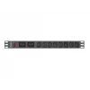 Rack-mount Power Distribution Unit LANBERG PDU-02I1908I-0200-C20-BK — 1U, 10×C13, 16A, 2 m kabelis, 19 collas
