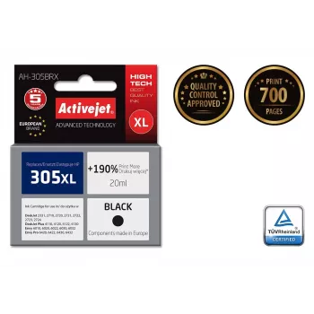Activejet AH-305BRX tinte (aizstāj HP 305 XL 3YM62AE; Premium; 20 ml; melna)