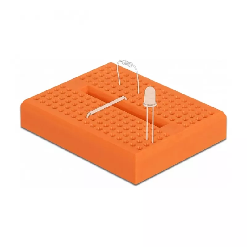 Breadboard DELOCK 18319, plastmasas prototipēšanas plate, oranža, 36×46×10 mm