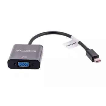 VGA (D-Sub) uz Mini DisplayPort adaptera kabelis LANBERG AD-0006-BK, 0,2 m, DisplayPort 1.2, 1920×1200@60Hz, sieviešu MiniDP, melns