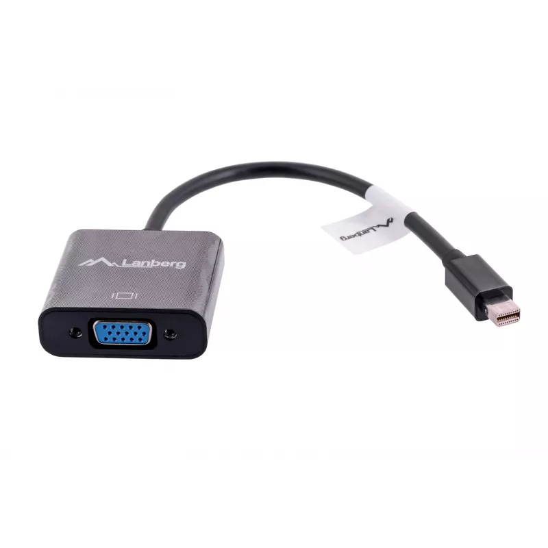 VGA (D-Sub) uz Mini DisplayPort adaptera kabelis LANBERG AD-0006-BK, 0,2 m, DisplayPort 1.2, 1920×1200@60Hz, sieviešu MiniDP, melns