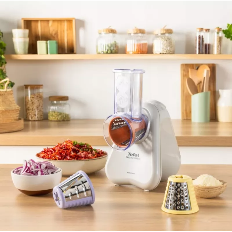 Elektriskais dārzeņu smalcinātājs Tefal Fresh Express DN853BE0 — 150 W, 3 maināmi uzgaļi, 1 ātrums, krēmkrāsa