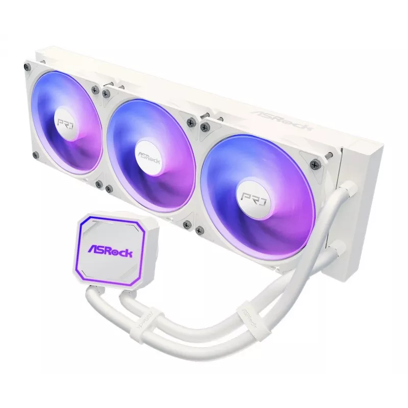 CPU dzesētājs ASROCK Pro 360 ARGB balta – 360 mm AIO šķidruma dzesētājs, ARGB apgaismojums, balta apdare