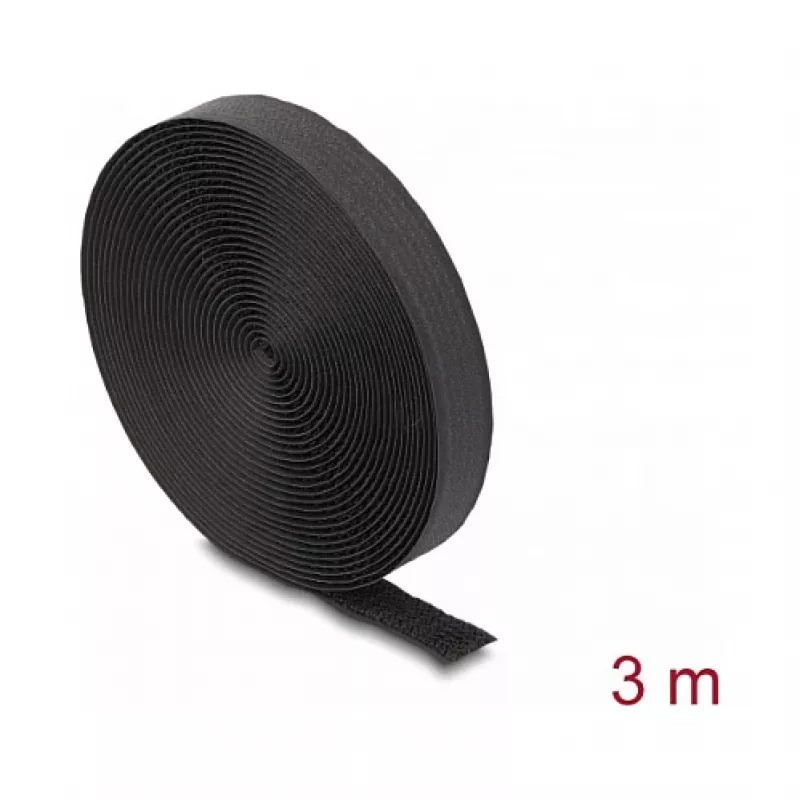 DeLOCK līplentes lente 3 m x 20 mm melna neilons