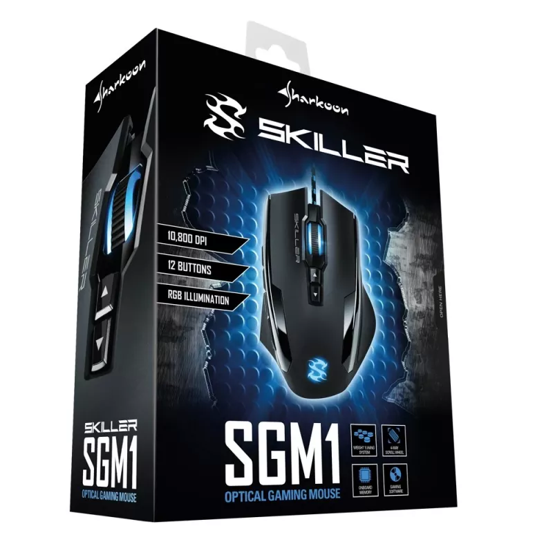 Sharkoon Skiller SGM1 pele Spēlēm Labās rokas USB Type-A Optiskā 10800 DPI
