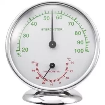 Higrometrs Renkforce 6510 Alu — alumīnija termohigrometrs temperatūras un mitruma mērīšanai
