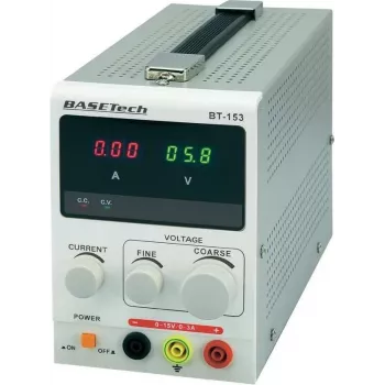 Laboratorijas līdzstrāvas barošanas avots Basetech BT-153 0–15 V, 0–3 A