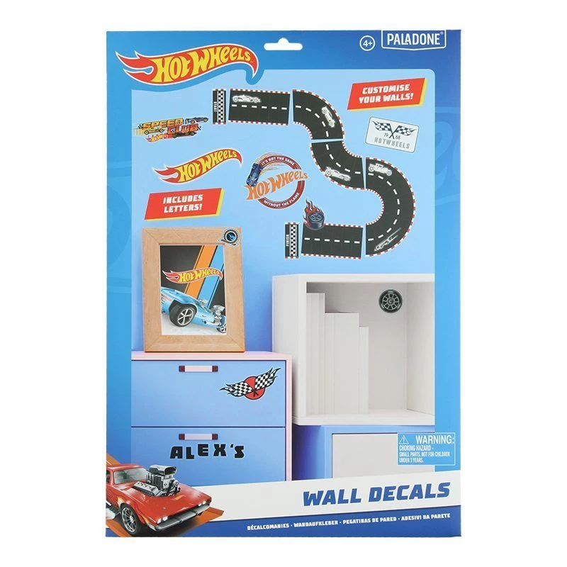 Sienas uzlīmes Paladone Hot Wheels Personalisation PP13745HW — dekoratīvas pašlīmējošas uzlīmes bērnu istabām