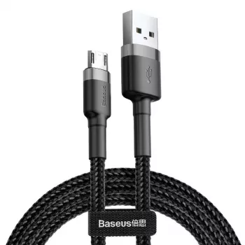 Baseus Cafule 2.4A 1m Micro USB kabelis (pelēks/melns)