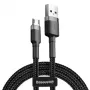 Baseus Cafule 2.4A 1m Micro USB kabelis (pelēks/melns)