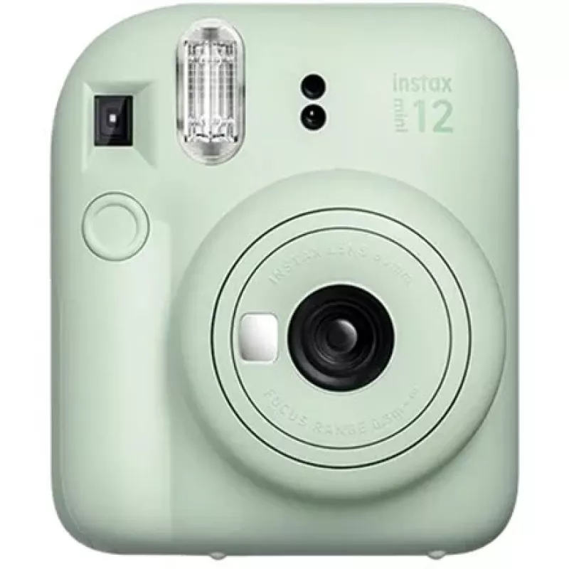 Momentšāvuma kamera Fujifilm Instax Mini 12 Zaļa — attēls 86x54 mm, filmiņa 62x46 mm, 60 mm ekv. fokusa attālums