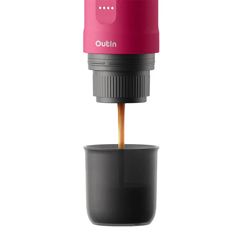 Portatīvs espresso aparāts OUTIN Outin Nano Melns, Rozā — 20 bāri, malta kafija, 7500 mAh baterija, 670 g