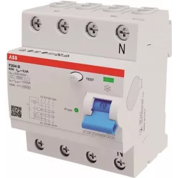 ABB Stotz S&J noplūdes strāvas aizsargslēdzis B tips 4P 63A, 300mA, 3kA, 4TE F204B-63/0,3-4TE (2CSF204568R3630)