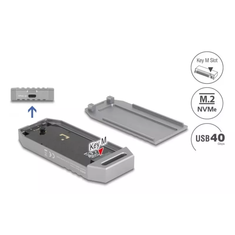 SSD korpuss DeLOCK 42033 pelēks M.2 PCI Express 40 Gbit/s