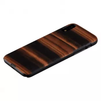 Viedtālruņa maciņš man and wood iPhone XR — melnkoka melns, aizsargājošs ciets apvalks