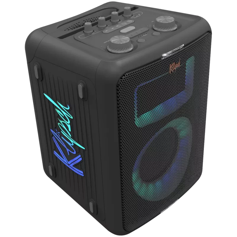 Ballīšu skaļrunis KLIPSCH Vegas — vadu un bezvadu, zemfrekvences skaļrunis 13,3 cm, 49–20000 Hz, 95 dB, darbināms ar baterijām, melns