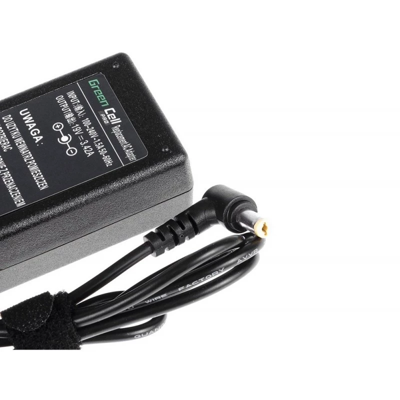 Barošanas adapteris zaļa Cell AD01P — 60 W, 19 V 3,42 A, iekštelpu klēpjdatora barošanas bloks, melns