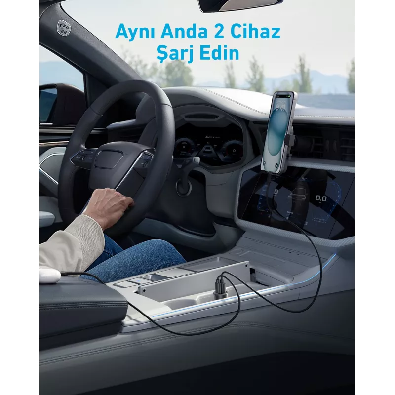 Anker auto lādētājs 30 W, 2 pieslēgvietas, melns, ātrā uzlāde