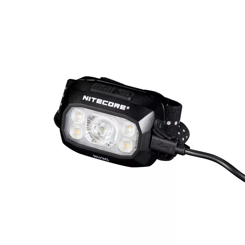 Galvas lukturis Nitecore NU30 — kompakts valkājams LED galvas lukturis, līdz 500 lūmeniem, vairāki izejas līmeņi, sarkanās gaismas režīms