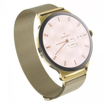 Smartwatch Garett Verona 2 Gold Mesh ar Bluetooth un sirdsdarbības monitoru