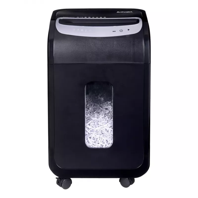 Dokumentu smalcinātājs ActiveJet ASH-2502C — šķērsgriezuma P-4, 25 lapas, 4x40 mm, 28 L tvertne, 22,8 cm padeve, 30 min darba cikls