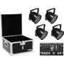 LED PAR gaismu komplekts EUROLITE 4x PAR-56 QCL ar transporta kasti un kontrolieri