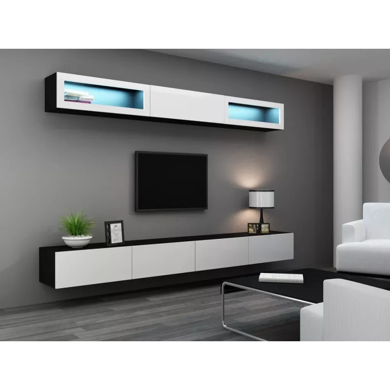 Cama viesistabas mēbeļu komplekts VIGO 11 melns/balts glancēts