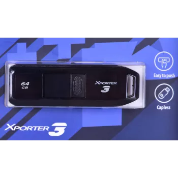 USB zibatmiņa PATRIOT Xporter 64GB USB Type-A 3.2 Gen 1 (bīdāma, melna, 80 MB/s)