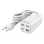 MediaRange MRMA124 mobilās ierīces lādētājs 100W AC, 3x USB-C, 100–240V ieeja, 1,5 m kabelis, Balts