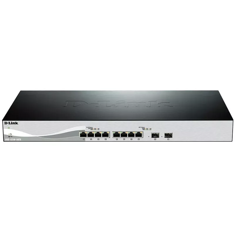 D-Link DXS-1210-10TS Pārvaldāms L2/L3 10G Ethernet (100/1000/10000) 1U Melns, Sudrabs