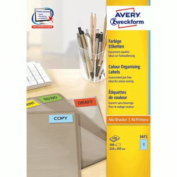 Pašlīmējošā printera etiķete AVERY 3471 Zila 210 x 297 mm